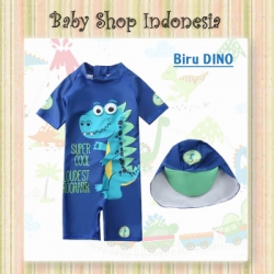 W105 Baju Renang Anak Laki laki Navy Blue Super Cool Dino Swimsuit Diving Anak Import Dinosaurus  large